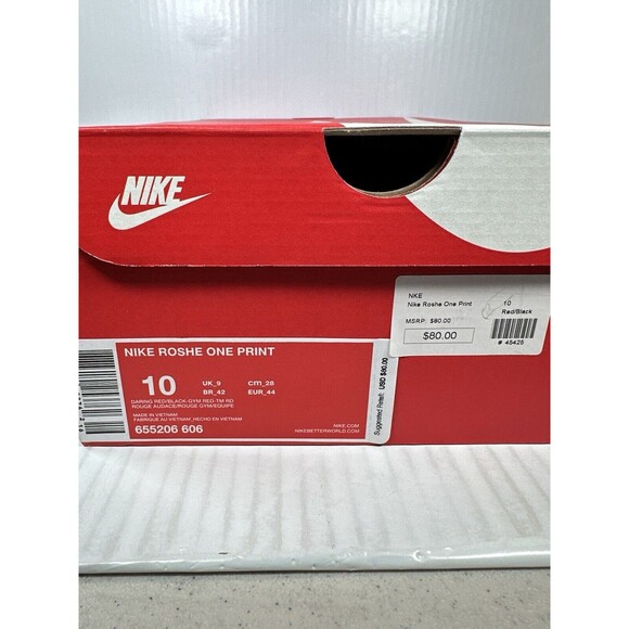 Size 10 Men’s Nike Roshe One Red Black Print Shoe Sneaker 655206-606 NEW - Picture 8 of 8